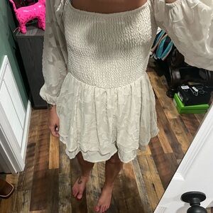 Elegant Cream Smocked romper